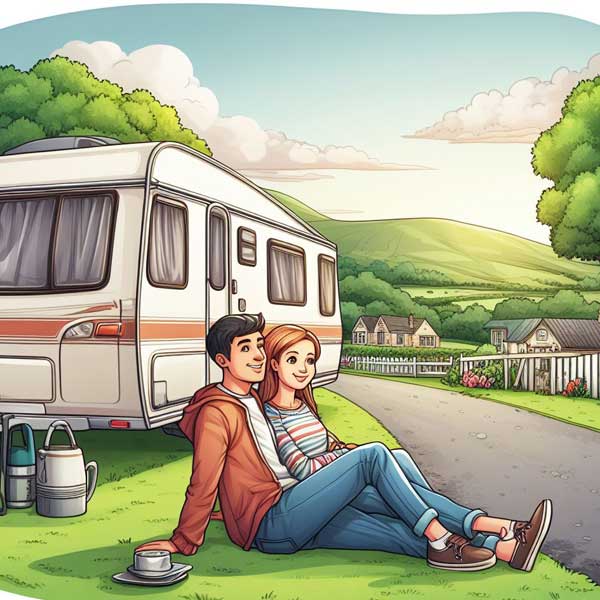 A caravan with a tracking device